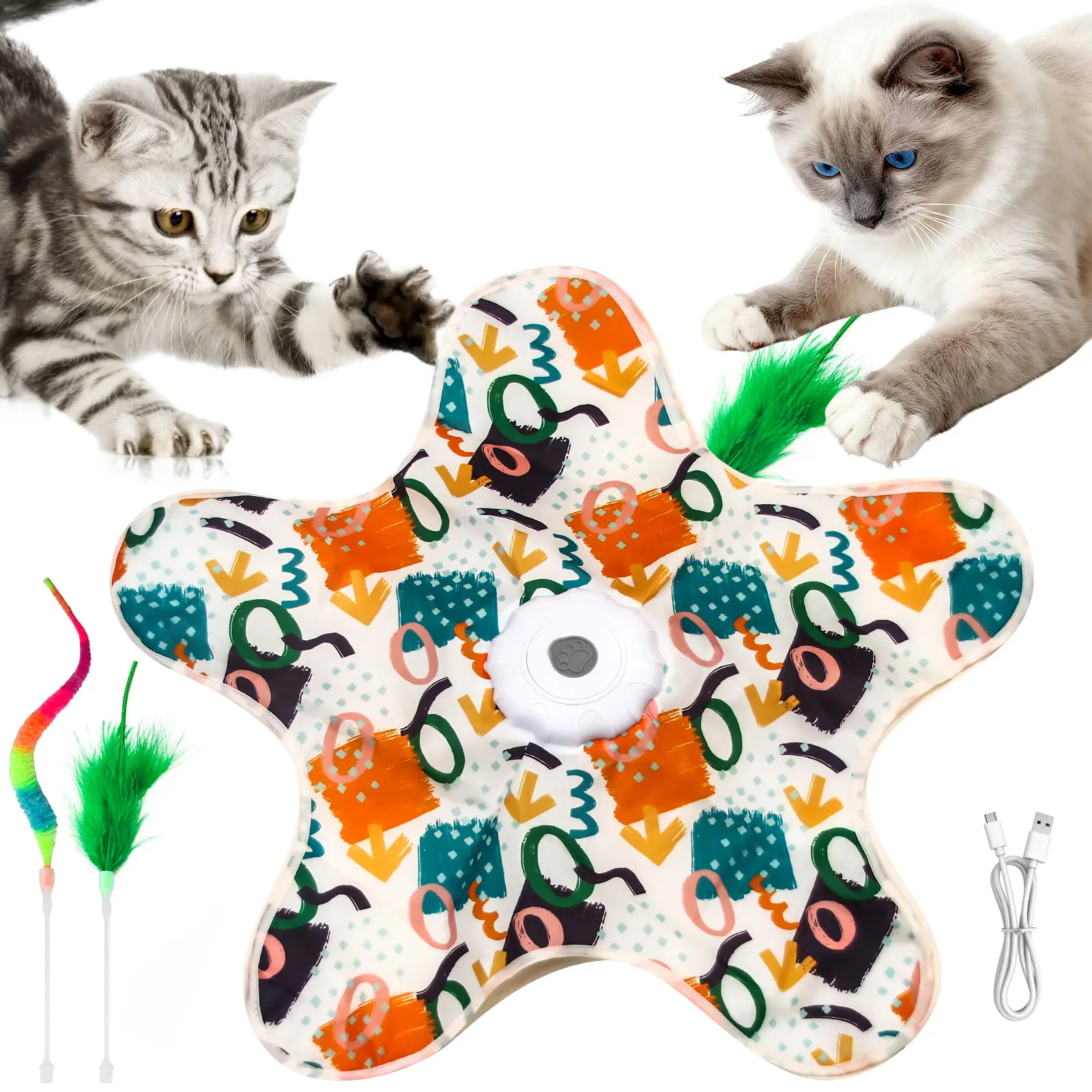 Minmin's House Interactive Kitten Wand Teaser Toy with Lifelike Bird Chirp Rechargeable Hidden Feathers for Indoor Exercise Boredom Relief Anti Depression Fun Gift for Cats,#SummerWins #DealsForYouDays