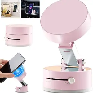 Vacuum magnetic suction cup folding and rotating bracket double-sided suction cup universal vacuum rotating bracket mobile phone bracket black, white, pink three colors Phone Suction Pad