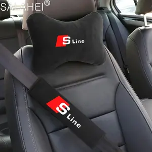Car Seat Belt Protect Shoulder Pads Cervical Spine Headrest Neck Pillow For Audi A3 A4 A5 A6 A1 A2 Q2 Q3 Q4 Q5 Q7 S3 S4 S5 S6 S7 TT RS 3 4 5 6 7 S Line
