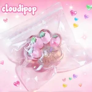 CloudiPop Handmade Strawberry Cat Paw Squishy Adorable Silicone Cat Claw Stress Toy with Strawberry Insert for Relaxation and Daily Fidgeting Kawaii Desk Decor