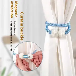 Curtain straps simple and thin rope style pearl magnetic buckle accessories curtain buckles