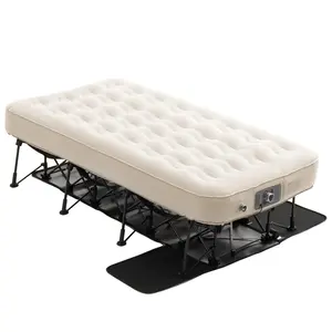 VEVOR Air Mattress with Frame,  Inflatable 1 Person Camping Cot with Built-in Pump, Portable Folding Air Beds Supports 300 lbs, Blow Up Anywhere Bed for Guests Camping Travel Indoor & Outdoor Use