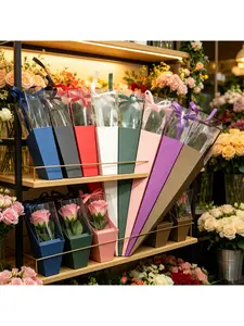 20/15/10/5/1pcs Valentine Floral Wrapping Box Single Fresh Rose Bouquet Holder Preserved Rose Gift Box.needoh.paper plates,Free gift: One bag of raffia grass