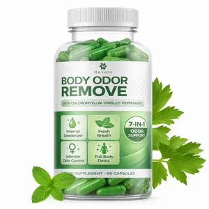 Body Deodorizing Healthcare Supplement - 60 Capsules - Natural Internal Odor Control Pills for Men & Women with Chlorophyllin, Parsley Leaf, Peppermint for Skin, Breath Health