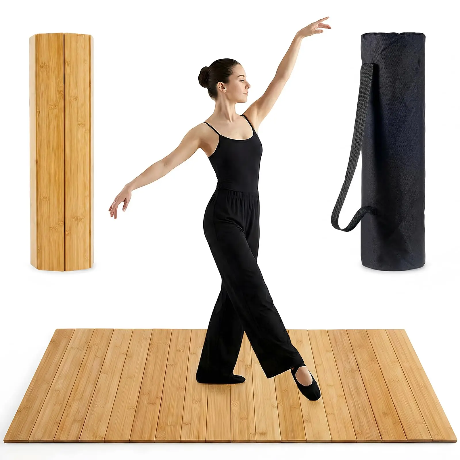 Portable Tap Dance Floor 47.4 x 23.6 in Foldable Bamboo Tap Board | Foldable Bamboo Tap Board With Cushioned Non Slip Base Designed For Tap Jazz Ballet Practice At Home Studio And Outdoor Use