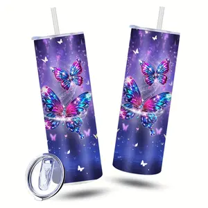 1pc 20oz insulated stainless steel glass thermos cup, with the "woman" character design pattern, double-layer heat insulation, leak-proof and heat preservation, suitable for home, fitness, is an ideal gift for women, Water cup, glass straw