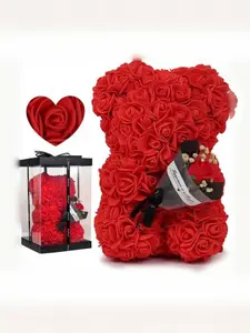 Handmade Eternal Flower Rose Teddy Bear Gift Box, Perfect for Couples, Valentine's Day, Anniversary, Birthday, Halloween, Christmas, Mother's Day