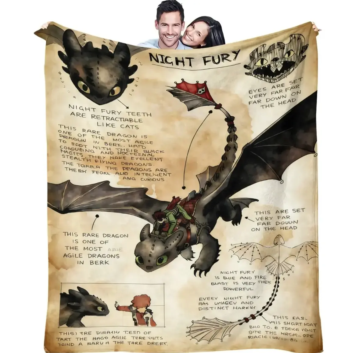 Dragon Trainer Lover Night Fury Toothless Pattern Soft Warm Lightweight Flannel Throw - Beds Couches Use, Bed Cover, Napping Option for Movie Fans, Office Sofa Nap Accessory, Ideal Birthday Gift, Soft Warm Blanket, Napping Throw Blanket