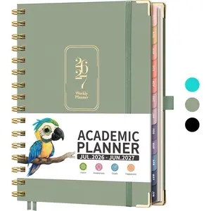 Academic Planner 2026-2027, Weekly and Monthly, July 2026 - June 2027, Medium Size (5.7" x 8.3"), Calendar, Agenda, 12-Month Tabs, Hardcover, for Student, Teacher, School (Light Green)
