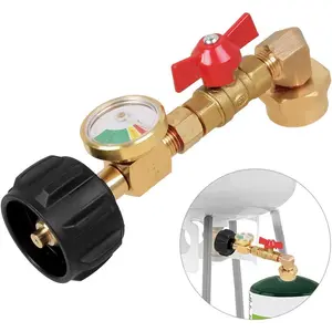 Upgraded Propane Refill Adapter with Valve and Gauge, Fill 1 Pound Bottles from 20lb Tank, Fits QCC1 / Type1 Propane Tank and 1 lb Throwaway Disposable Cylinder Propane Bottle Connector