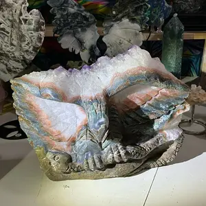 Amethyst cluster eagle sculpture
