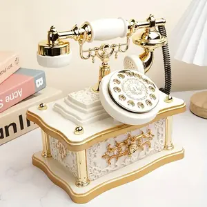 1pc Retro Rotary Phone Music Box, 8 Tunes Hand-Crank Mechanism No Battery, Durable Decor & Birthday Gift