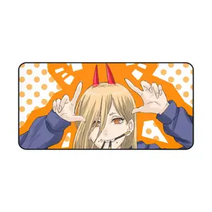 Chainsaw Man Power Desk Mat – Bright Anime Mouse Pad for Gamer Desk | Fun Otaku Room & Aesthetic Setup