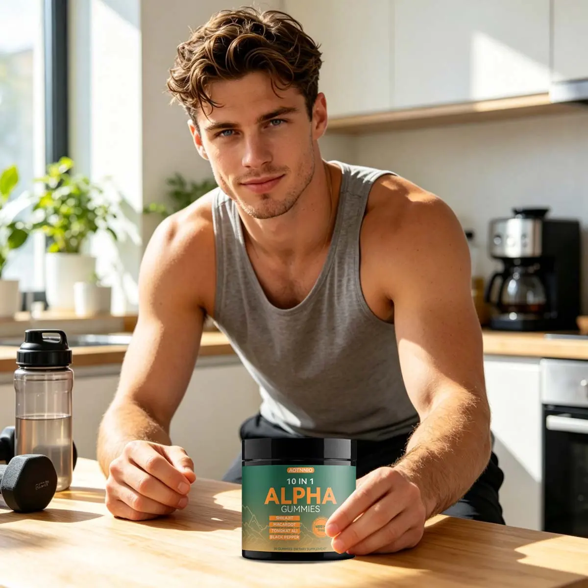 Alpha 10-in-1 Shilajit Dietary Supplement Gummies for Men - Energy, Stamina, Focus, Ashwagandha Calm, Tongkat Ali, Maca - Vegan, 0 Sugar, 30 Count - Fitness & Healthcare Support