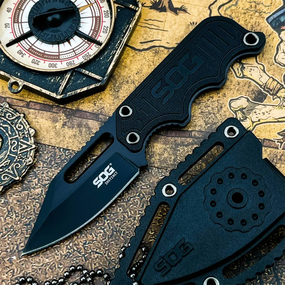 New High-Quality Mini Pocket Fixed Blade with Sheath Everyday Carry Belt Clip Knife Camping Outdoor Knife Daily EDC Jungle Gear 5Cr15MoV Blade Nylon Fiber Handle Outdoor Camping Knives