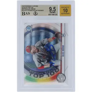 Alec Bohm Philadelphia Phillies Autographed 2020 Bowman Chrome Scouts Top 100 #BTP-29 Beckett Fanatics Witnessed Authenticated 9.5/10 Card - Fanatics Authentic Certified