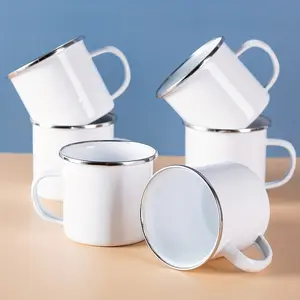 6-Piece Porcelain Mug Set: A Thickened Enamel-Style Mug Collection Designed for Home Use, Coffee Shops, Restaurants, Outdoor Camping, Travel, BBQs, and Parties—Suitable for Direct Heating over an Open Flame (Ideal for Coffee and Milk)