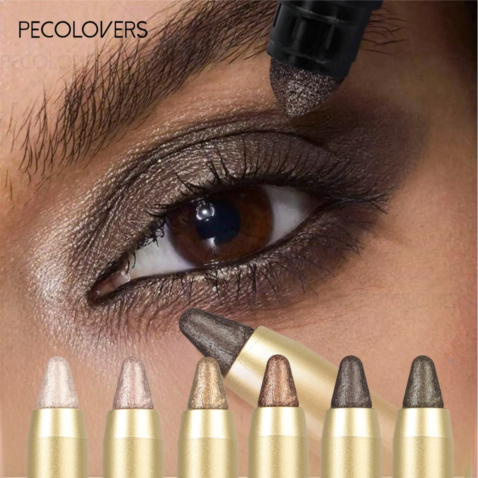 6pcs/set Waterproof Eye Makeup Green Color Pearlescent Pen High Light Stick Silkworm Lying Pen/Rotating Smoky eye shadow Pearlescent Matte eye shadow Pen Matte Shimmer Eyeshadow Glitter Eyeshadow Stick Sparkly Shimmer Eyeshadow Eye Shadow Sticks