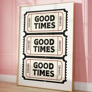 Retro Good Times Ticket Print, Trendy Wall Art, Ticket Art Print, Trendy Retro Cart, Wall Decor, Retro Wall Art, Retro Ticket Poster Kitchen Room