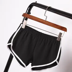 Sports Shorts Elastic Waist Womenswear Bottom Regular-Leg Trousers for Comfort and Style Beach Fashion Summer Black with White Trim