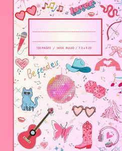 Composition Notebook Wide Ruled with Stylish Music Symbols on the Cover: Music Themed School Notebook - Cute and Perfect for Teens Girls Students Fans Kids – 100 Pages of Wide-Ruled Paper