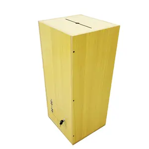 FixtureDisplays® Wood (MDF Veneer) Donation Box Tithing Box Fundraising Stand 14.8" Wide X 14.8" Deep X 31.5" Tall 13155-NEW-NF