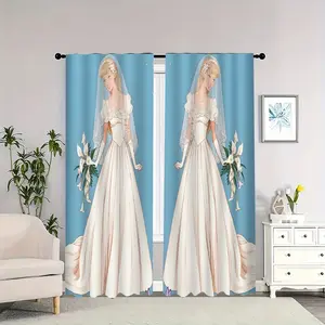 A princess-style bridal dress with reversible blackout curtains, suitable for living rooms, bedrooms, and apartments, perfect for New Year's decorations.