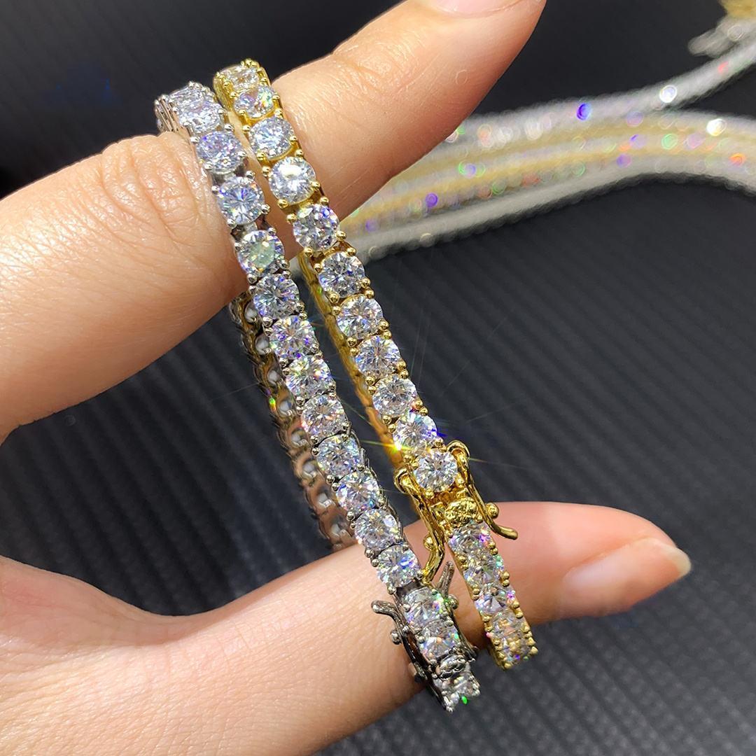 Tennis Hip Hop Necklace Moisssanite 18K Gold Plated 925 Sterling Silver Jewelry UnisexMoissanite Tennis Chain For Women & Man