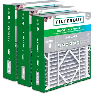 Filterbuy 24x25x5 Air Filter (3-Pack), Pleated MERV 8 Dust Defense HVAC AC Furnace Air Filters for Carrier FILXXCAR0024, Maytag, and More
