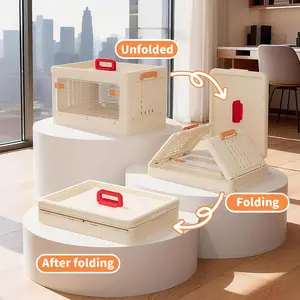 Collapsible Pet Airline Carrier! Foldable Cat Travel Crate, Ventilated & Spacious, Ideal for Travel, Trips & Vet Visits, A Must-Have for Pet Parents!