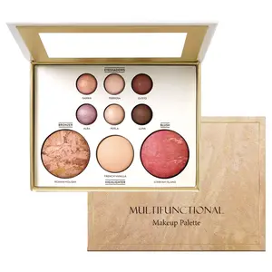 Full Size Baked Makeup 9-Color Makeup Palette – Includes 1 Blush, 1 Bronzer, 1 Highlighter & 6 Eyeshadows, Travel-Friendly, Highly Pigmented, Long-Wearing All-in-One Face & Eye Compact, Perfect for Beginners & Pros