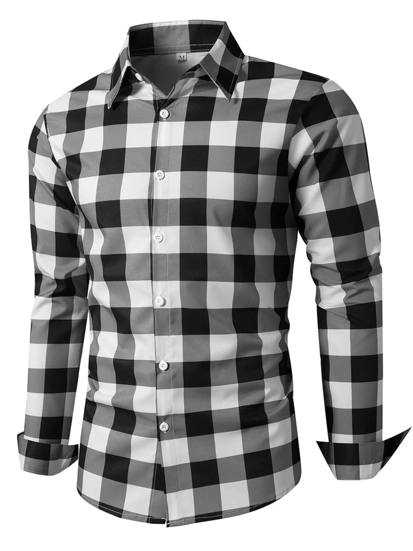 Men's Plaid Print Button Front Shirt, Casual Fashion Shirt, Casual Regular Fit Long Sleeve Collared Top for Fall & Winter, Men's Clothes for Daily Wear, Casual Buttons Collared