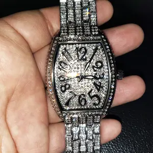 Hip Hop Watch Full Iced Band Luxury Bling Full Simulated Diamond Band Bracelet Analog Casual