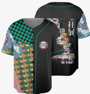 Demon Slayer Hashira Oversize Baseball Jersey - Unisex Manga Graphic Top, Professional Sports Clothing, Otaku Anime Merch Gift
