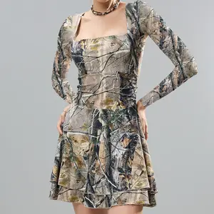 JOJOANS Women's Square Neck Ruffle Hem Mini Dress Ruched Waist Short Party Dresses TikTokShopBlackFriday