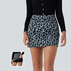 Halara UltraSculpt Leopard Print Mid Rise 2-in-1 Bodycon Mini Casual Skirt