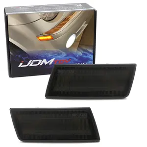 iJDMTOY Smoked Lens Amber Full LED Front Side Marker Light Kit For 2005-10 Chrysler 300, Powered by 45-SMD LED