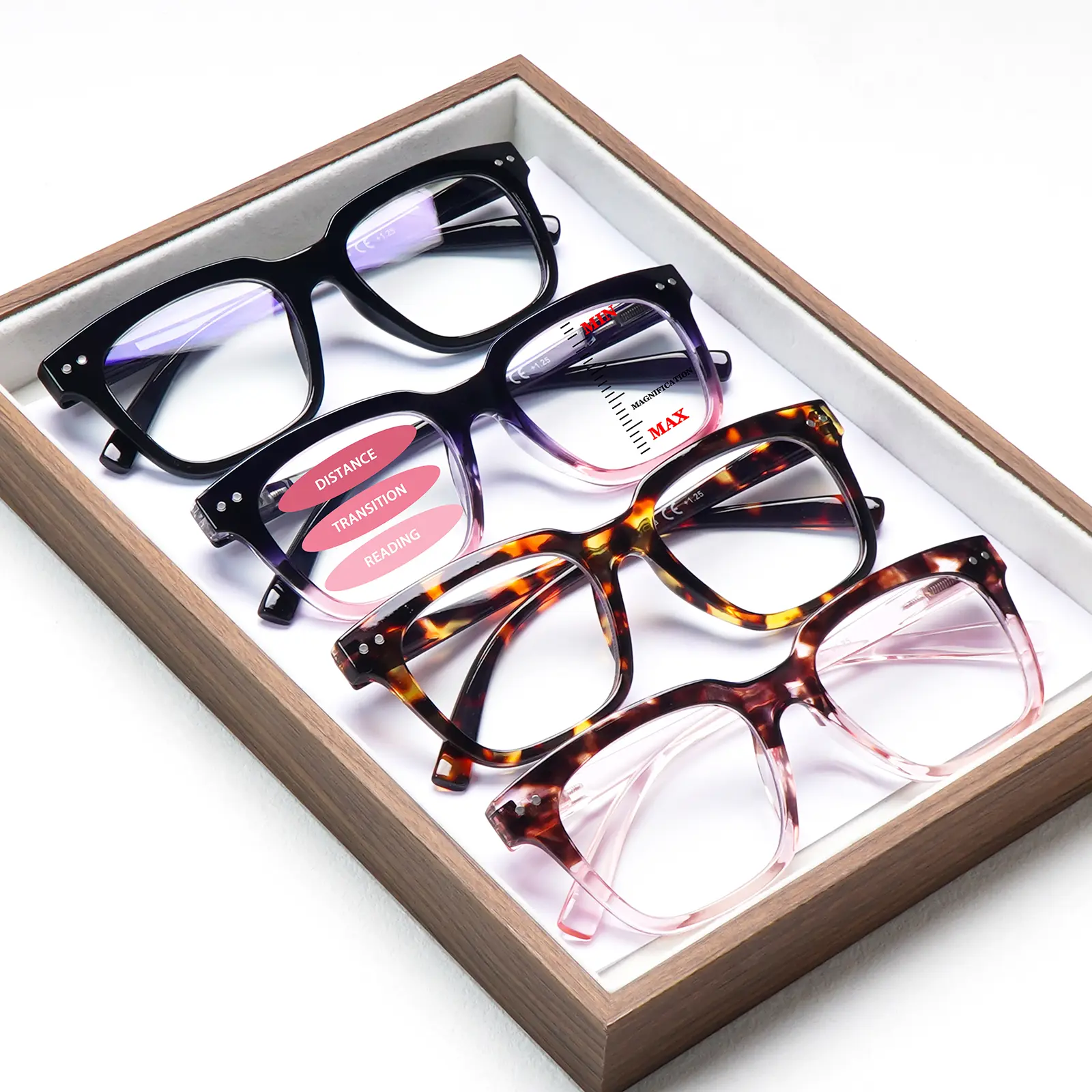 4-Piece Set Of Progressive Multifocal Anti-Blue Light Reading Glasses. Stylish And Versatile, They Are Suitable For Both Men And Women.