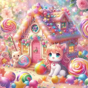 1pcs 5D DIY Handmade Diamond Painting Set, 5D Diamond Art Set, DIY Decoration, Dream Candy House Diamond Painting Set Full Round Drill DIY, Mosaic, Diamond Art, DIY Home Decoration, Suitable for Halloween and Christmas.