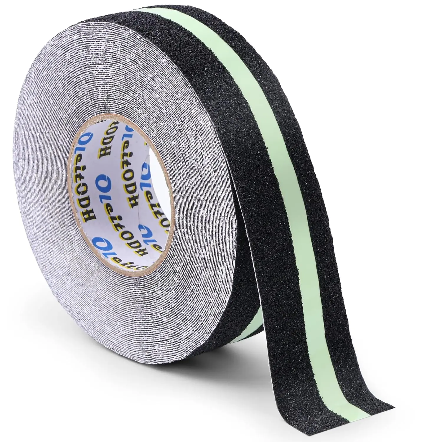 Anti Slip Traction Tape with Glow in Dark Green Stripe, 2/3/4In x 60ft High Traction Friction Non Skid Stairs Treads, Waterproof Anti Slip Tape, Abrasive for Steps, Ramp, Skateboard, Outdoor Indoor