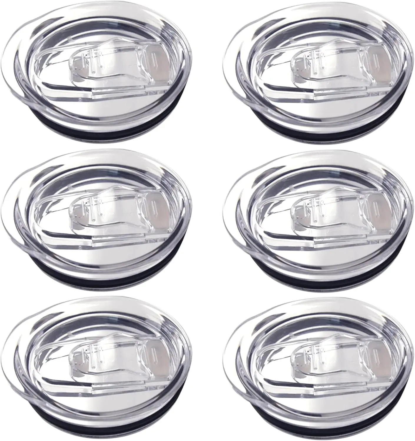 Pack of 6 20 oz Skinny Tumbler Replacement Lids Plastic Splash Covers tops for 20 oz coffee cup lids Clear Cup Covers for 2.64 Inch Mouth Tumbler Cooler