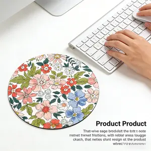Fashion Floral Round Mouse Pad, Non-Slip Rubber Base, Small Desktop Mat for PC/laptop, Gaming/mouse Pad, Office Use, Gift for Women, 7.87 Inches