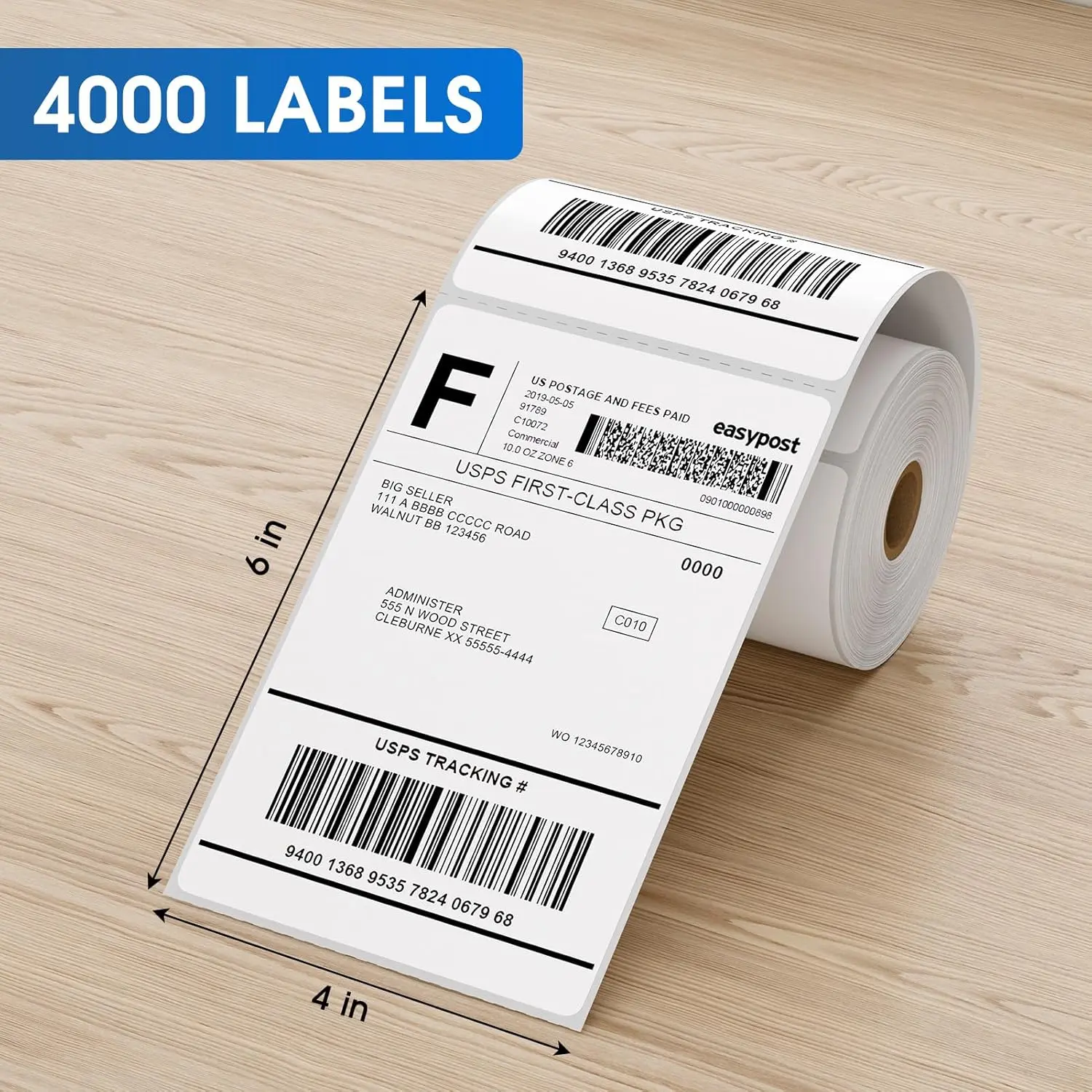 MaxGear 4x6 In Direct Thermal Labels, 4000 Labels/16 Rolls (4000 Pcs/16 Rolls), BPA-Free, Fade-Resistant, Scratch-Resistant, Premium Permanent Adhesive, Perforated White, Commercial-Grade for Mailing, Shipping, Compatible with Most Thermal Printers