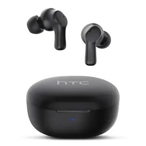 HTC True Wireless Earbuds 1 Bluetooth 5.1 with USB-C Charging Case, 32-Hour Playtime, Built-in Microphone with ENC, Touch Control Wireless Earbuds- Black