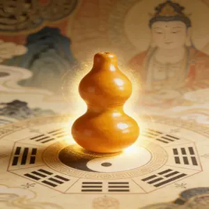 Natural 1" Gourd Amulet, Taoist Wu Lou for Home Blessing & Evil Warding