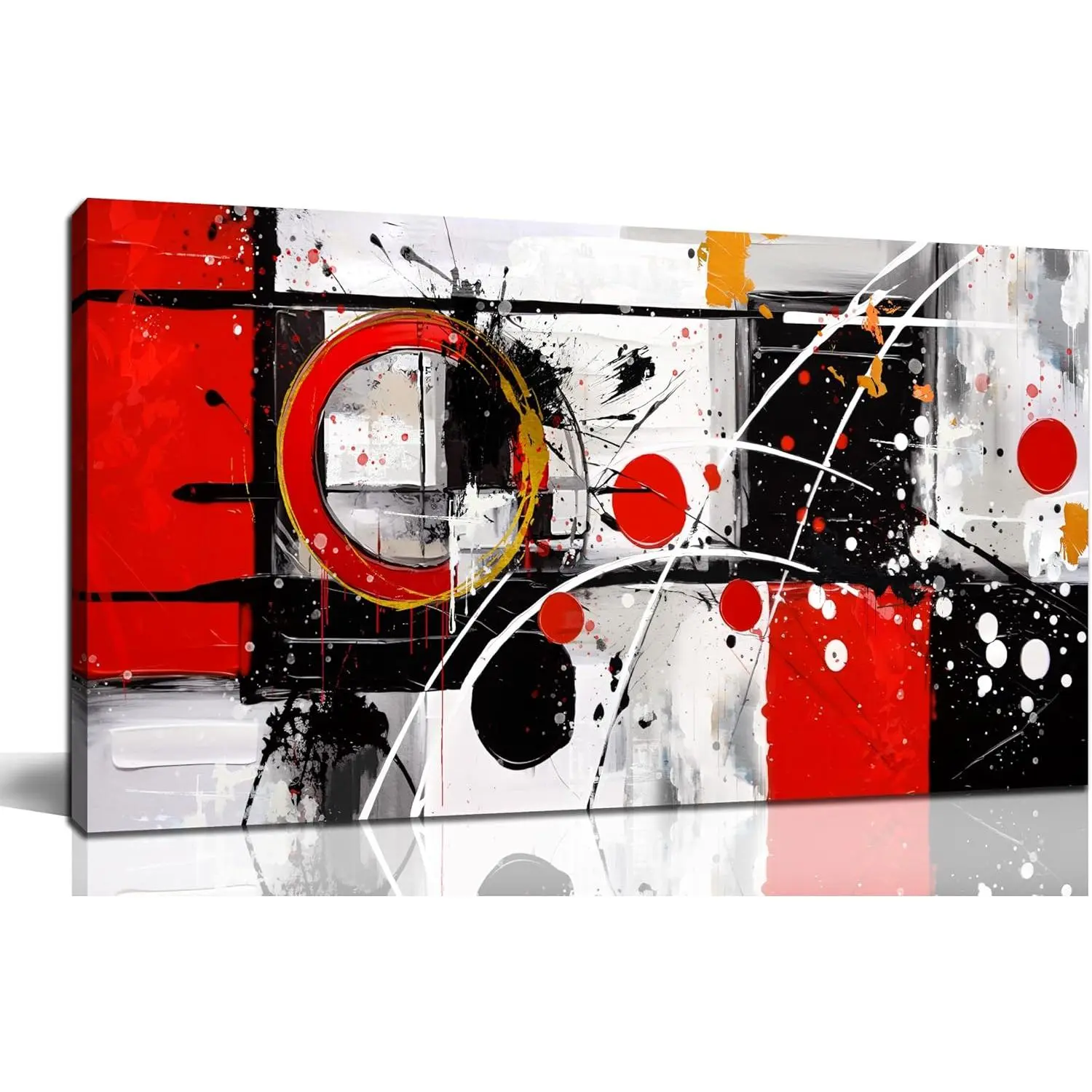 Large Abstract Canvas Wall Art for Living Room Bedroom Home Office Red Grey Black Abstract Canvas Prints Modern Wall Decor Ready to Hang Size 32x16 Decoration Artistic