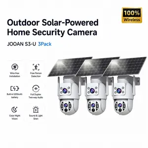 3-Pack JOOAN 2K Solar Security  Outdoor Wireless, WiFi Battery Surveillance  with 330° Pan 90° Tilt, Auto Tracking, Night Vision & Person Detection outdoorfun cameras