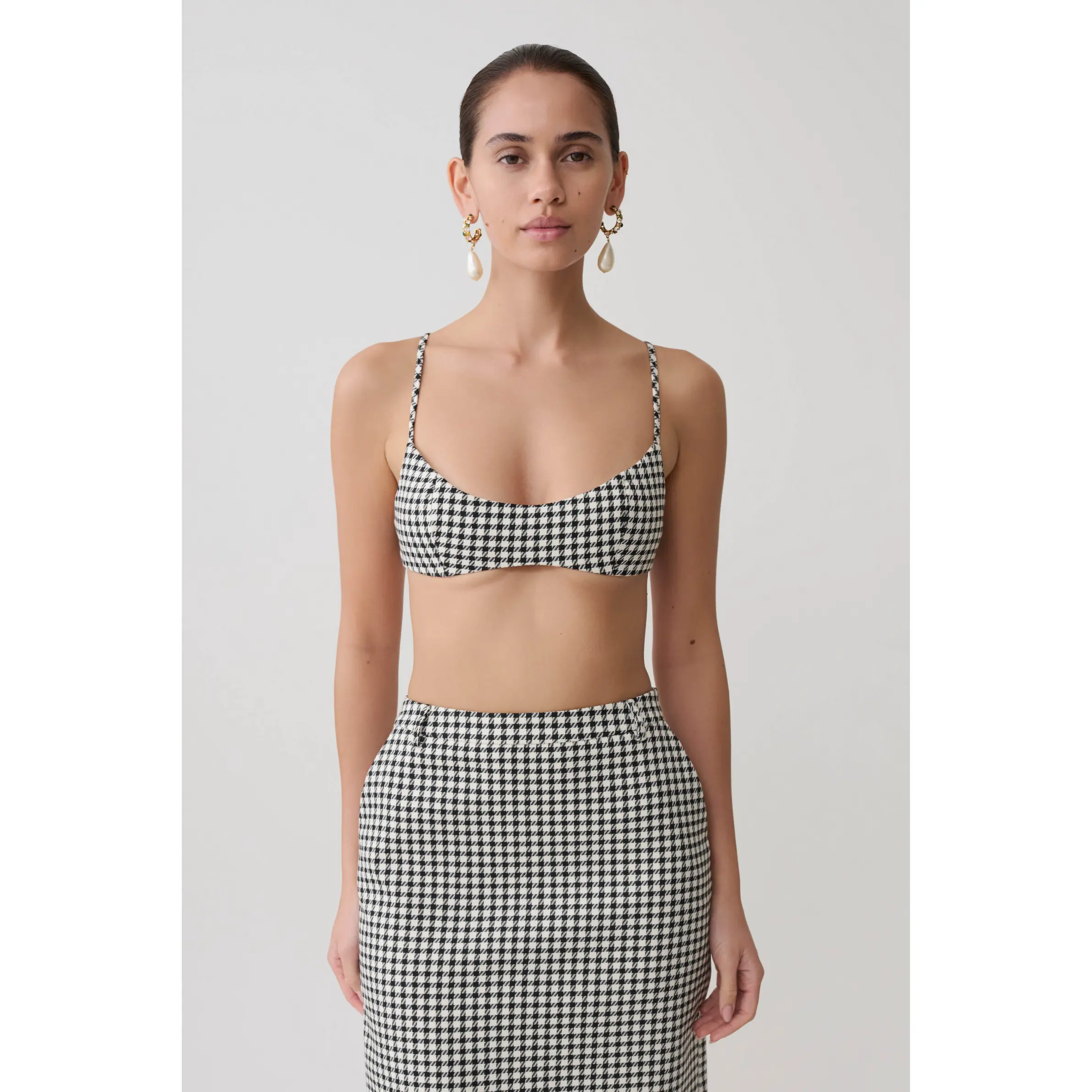 Amelie Tweed Bralette - Houndstooth