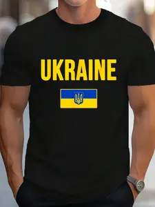 100% Cotton Ukraine_Ukrainian_Flag T-Shirt Women's Men's Graphic Tee Crew Neck summer vacation Tops