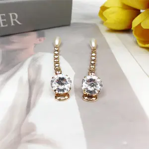 Pre-owned Miumiu Crystal Clip Earrings T10275937